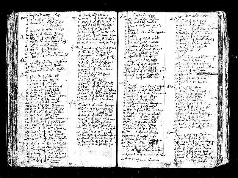 Rippington (Rebecca, Sarah & Rachel) 1688 Baptism Record
